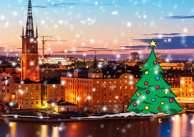 Świąteczny widok na Sztokholm